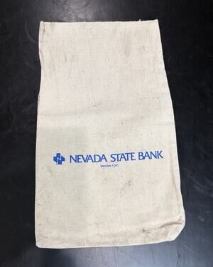 Vintage Nevada State Bank Canvas Deposit Bag Money, Bank Memorabilia